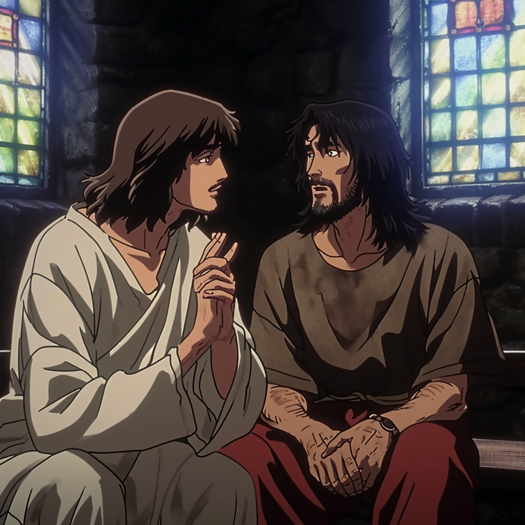 Jesus speaking to God in anime movie