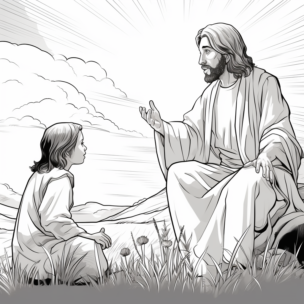 Jesus talking to Spirit of Light in a Field