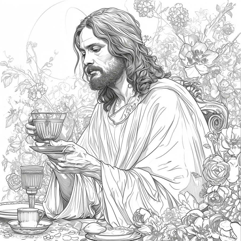 Coloring page of Jesus at the wedding feast