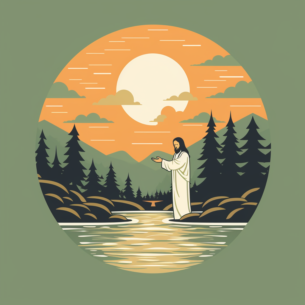 Minimalist depiction of Jesus' baptism