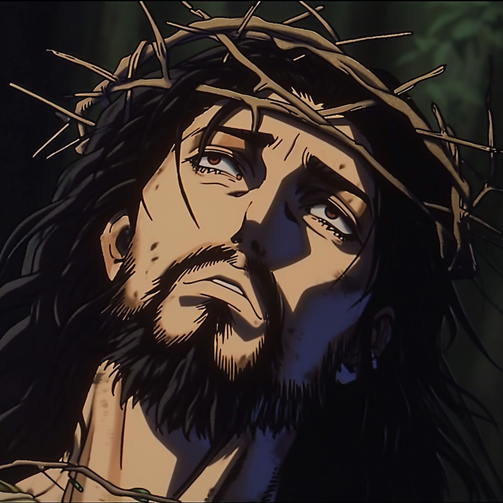 Screengrab of Jesus Christ in Dark Fantasy Anime Movie