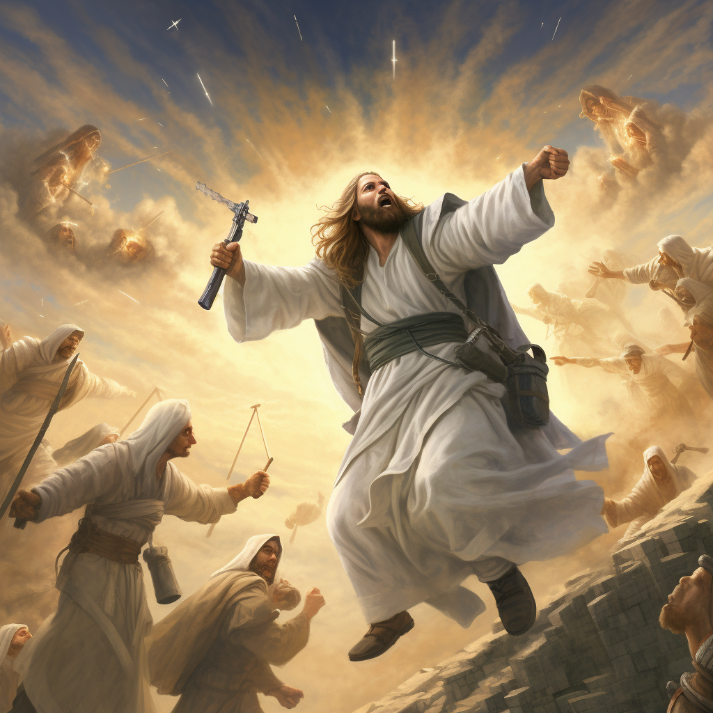 Jesus defeating Osama Bin Laden triumphantly