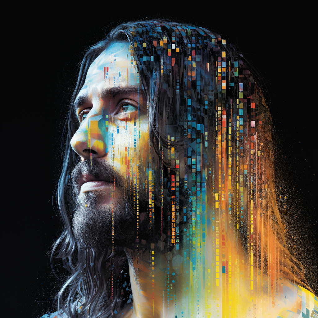 Glitch art of Jesus face