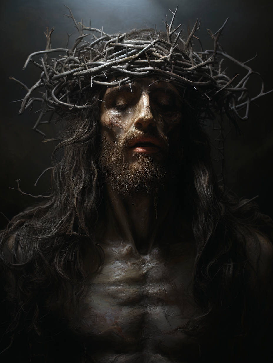 Jesus with Crown of Thorns on Cross