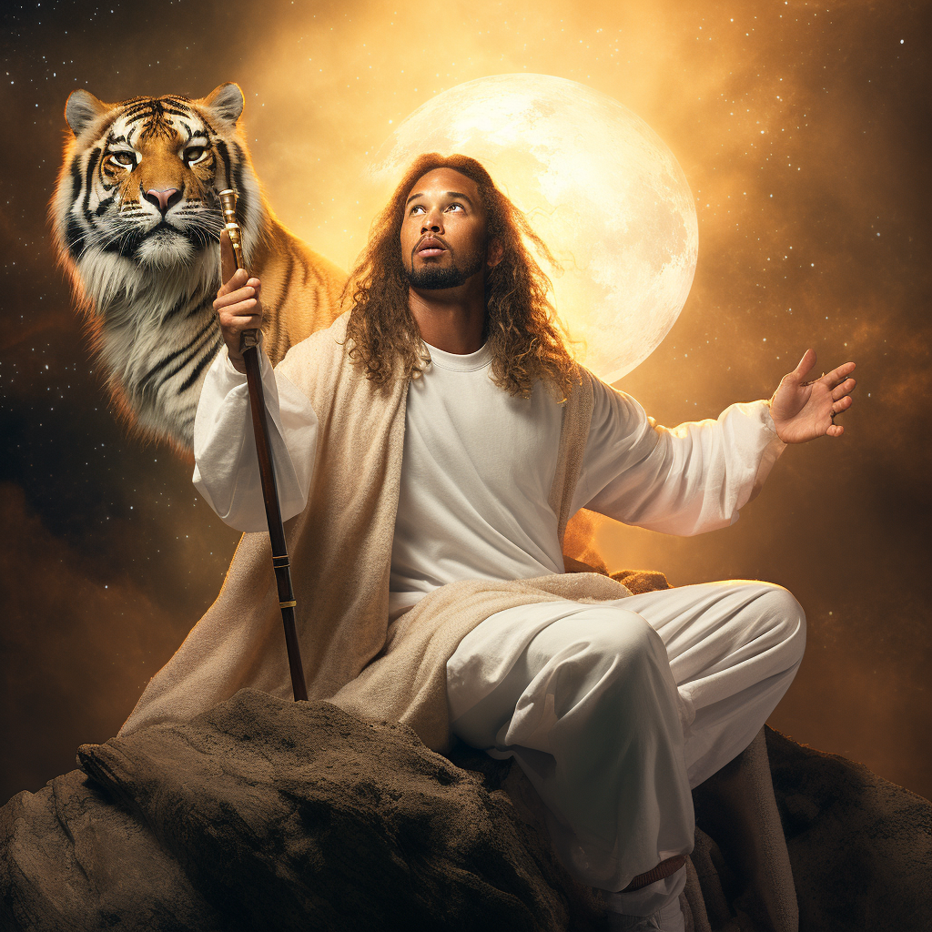 Jesus as Tiger Woods in Iconic Pose