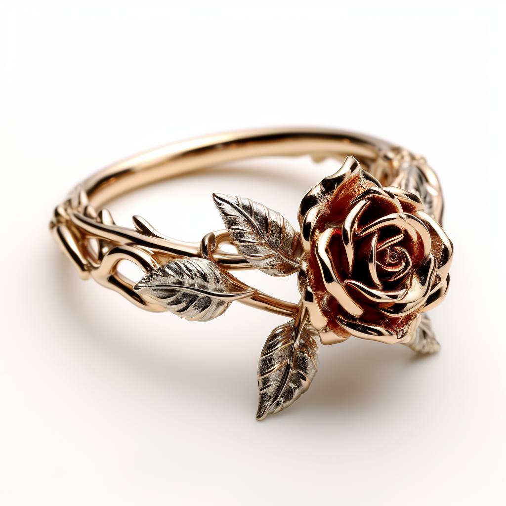 Elegant rose ring with jewelry details