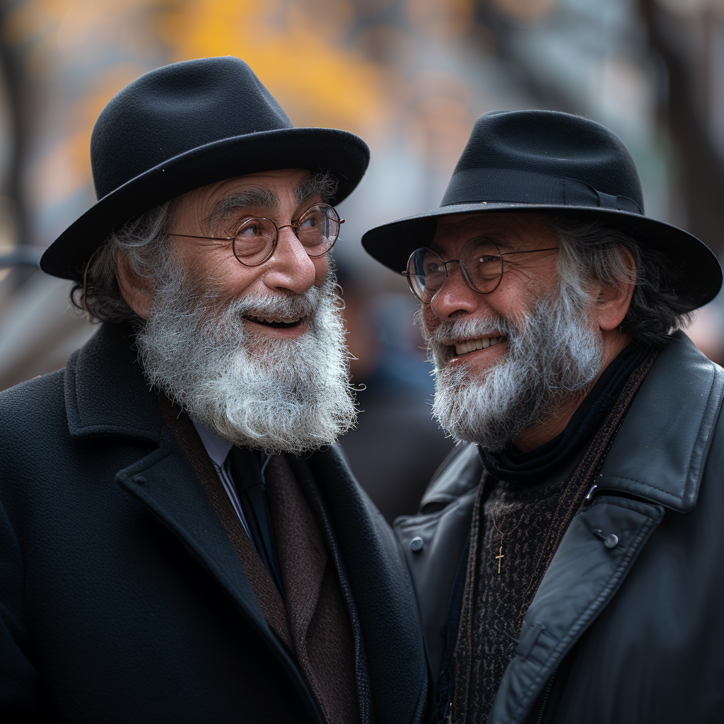 Jewish Men Happy Looking at Each Other