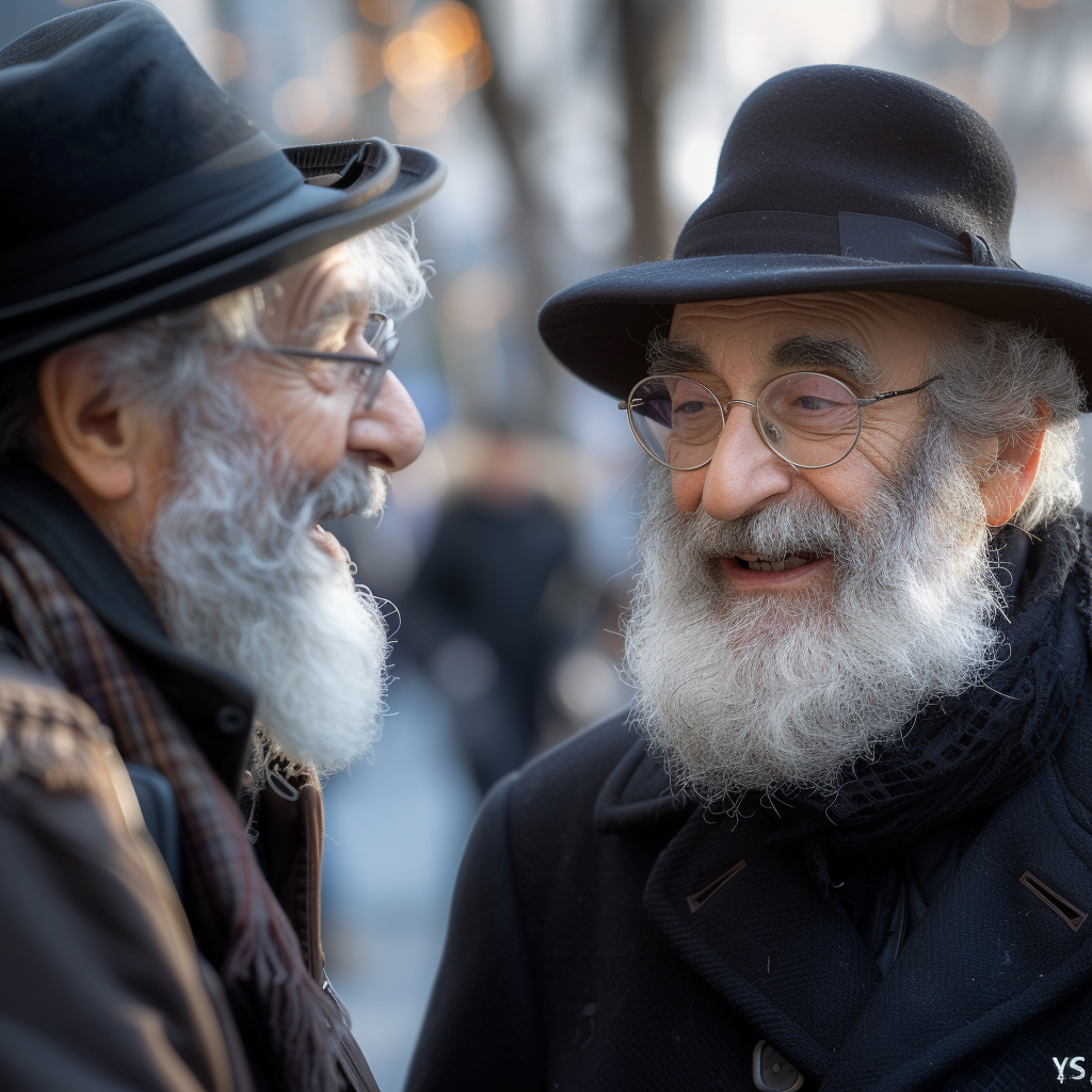 Smiling Jewish Men Wearing Kippah