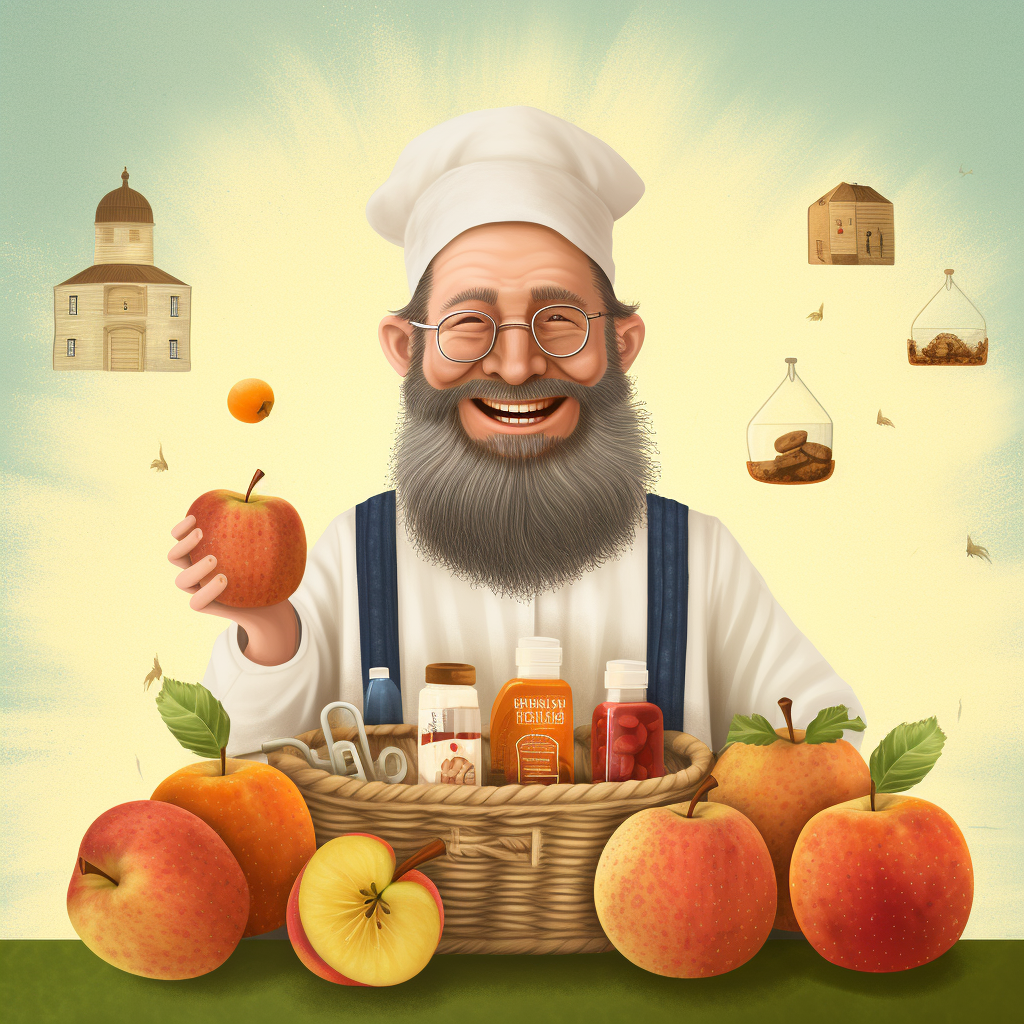 Medical Physician holding an apple and honey for New Year