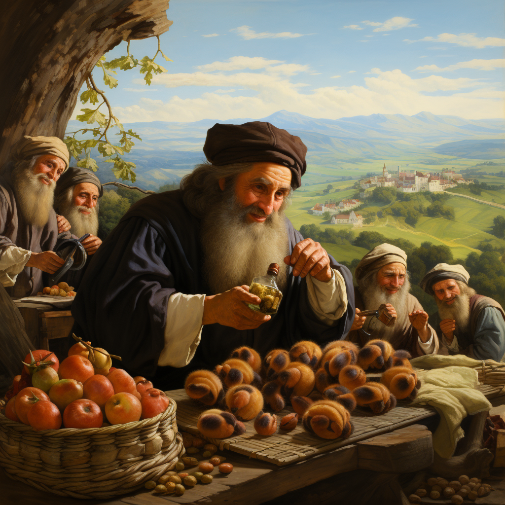 Traditional Jewish New Year Poster with Shofar and Apples