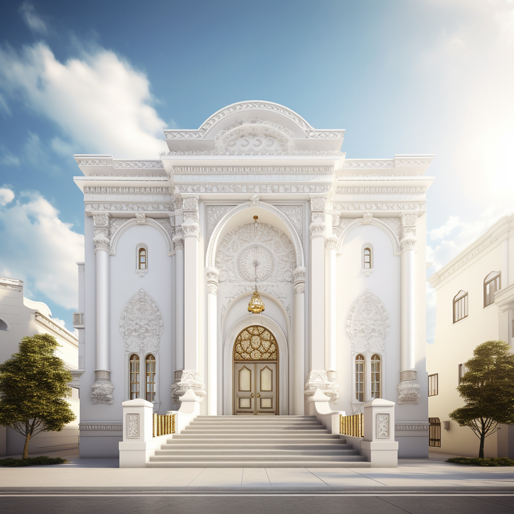 Jewish synagogue in daylight with clean sky