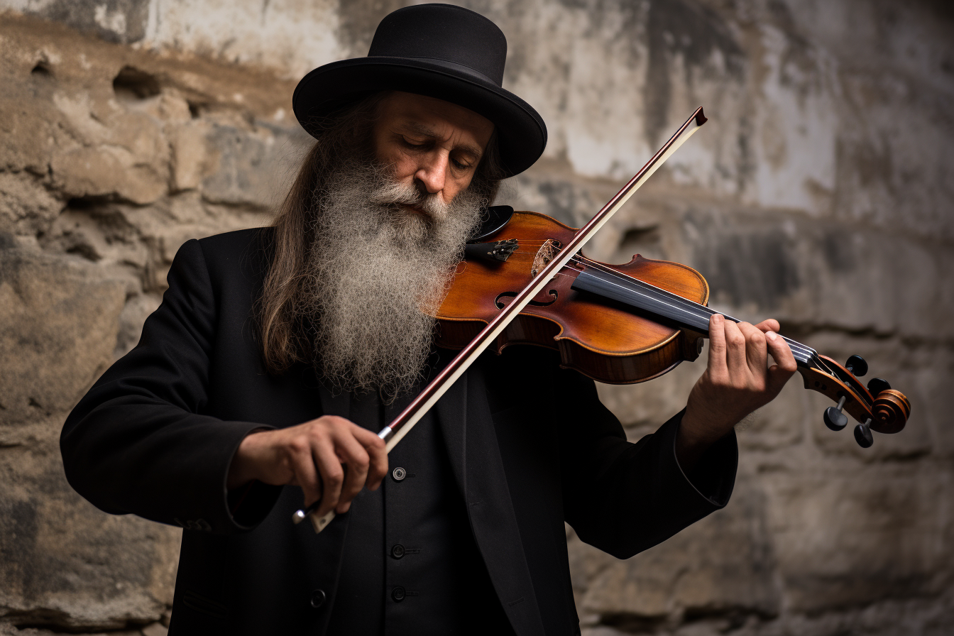 Jewish violinist performing in Old Jerusalem