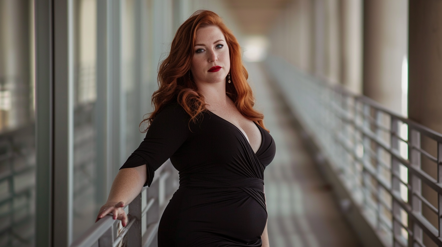 Elegant Jewish woman in black dress and heels