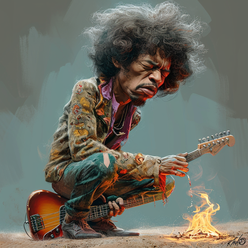 Jimi Hendrix Burning Guitar Artwork