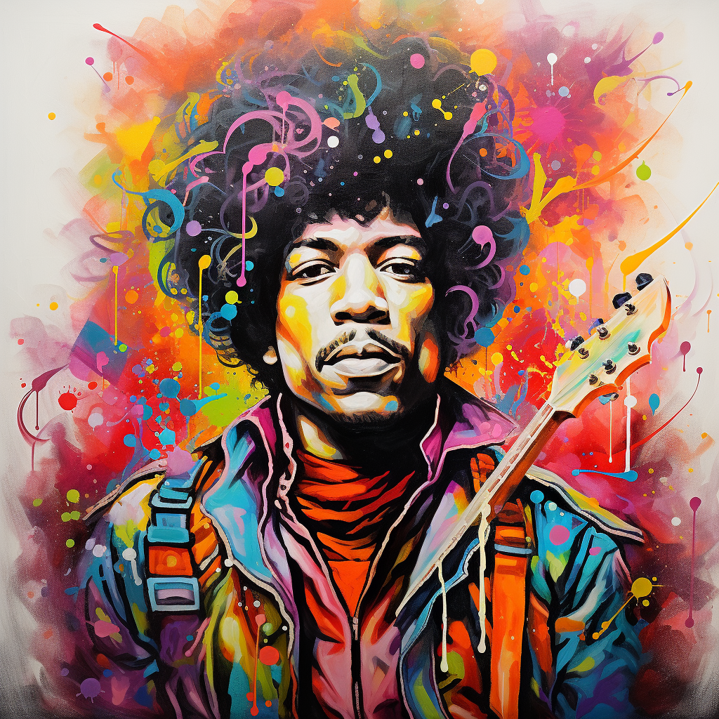 Jimi Hendrix portrait in Chuy Hartman's style