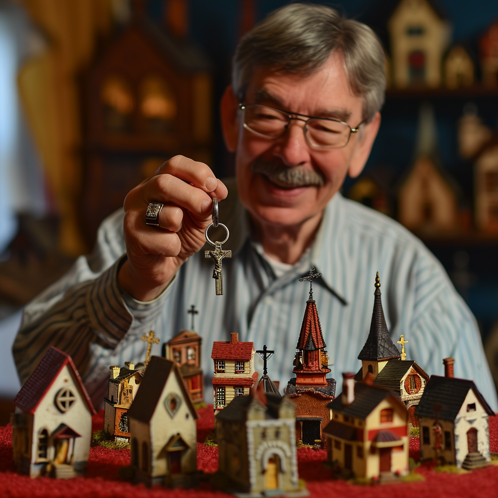 Jimmy Donaldson handing keys to midgets at miniature churches