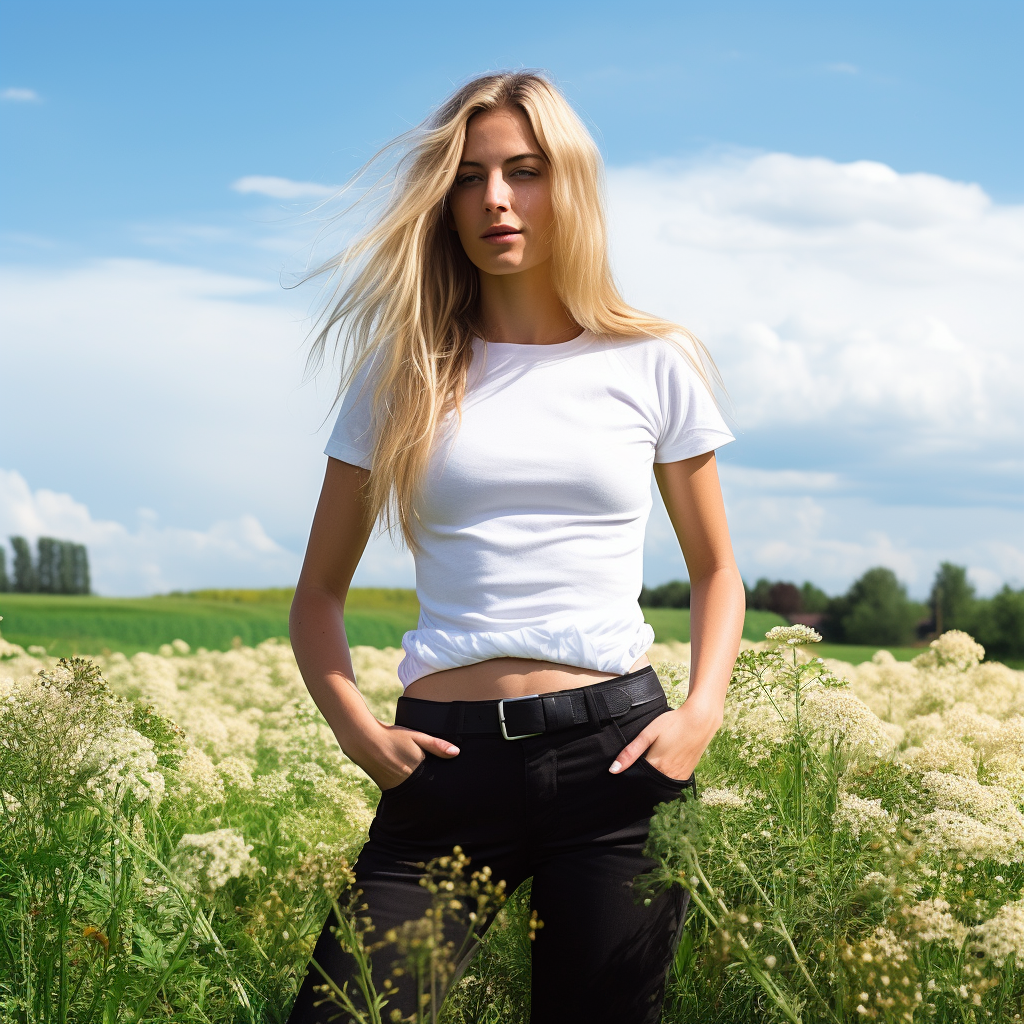 Blonde Model Joana with Flowers