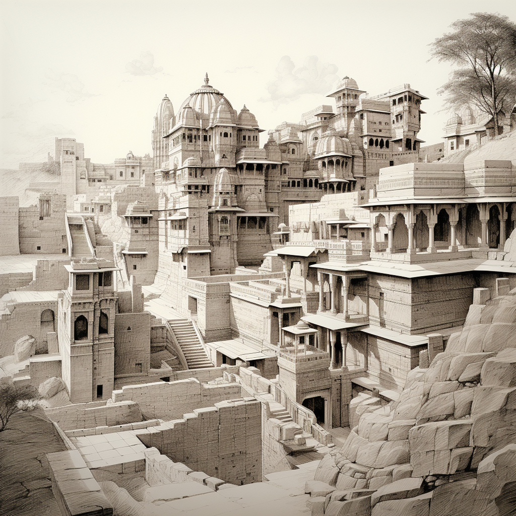 Hand-rendered sketches of Jodhpur