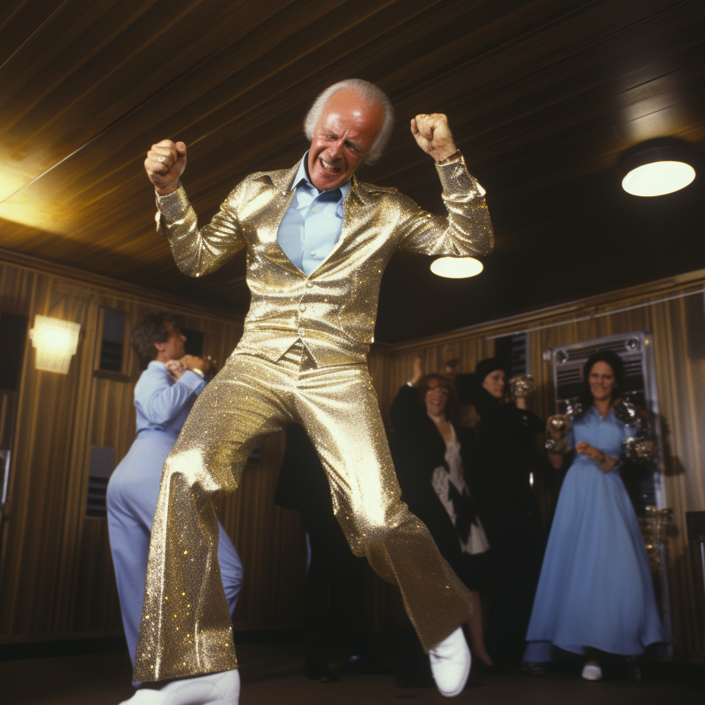 Joe Biden dancing in disco outfit