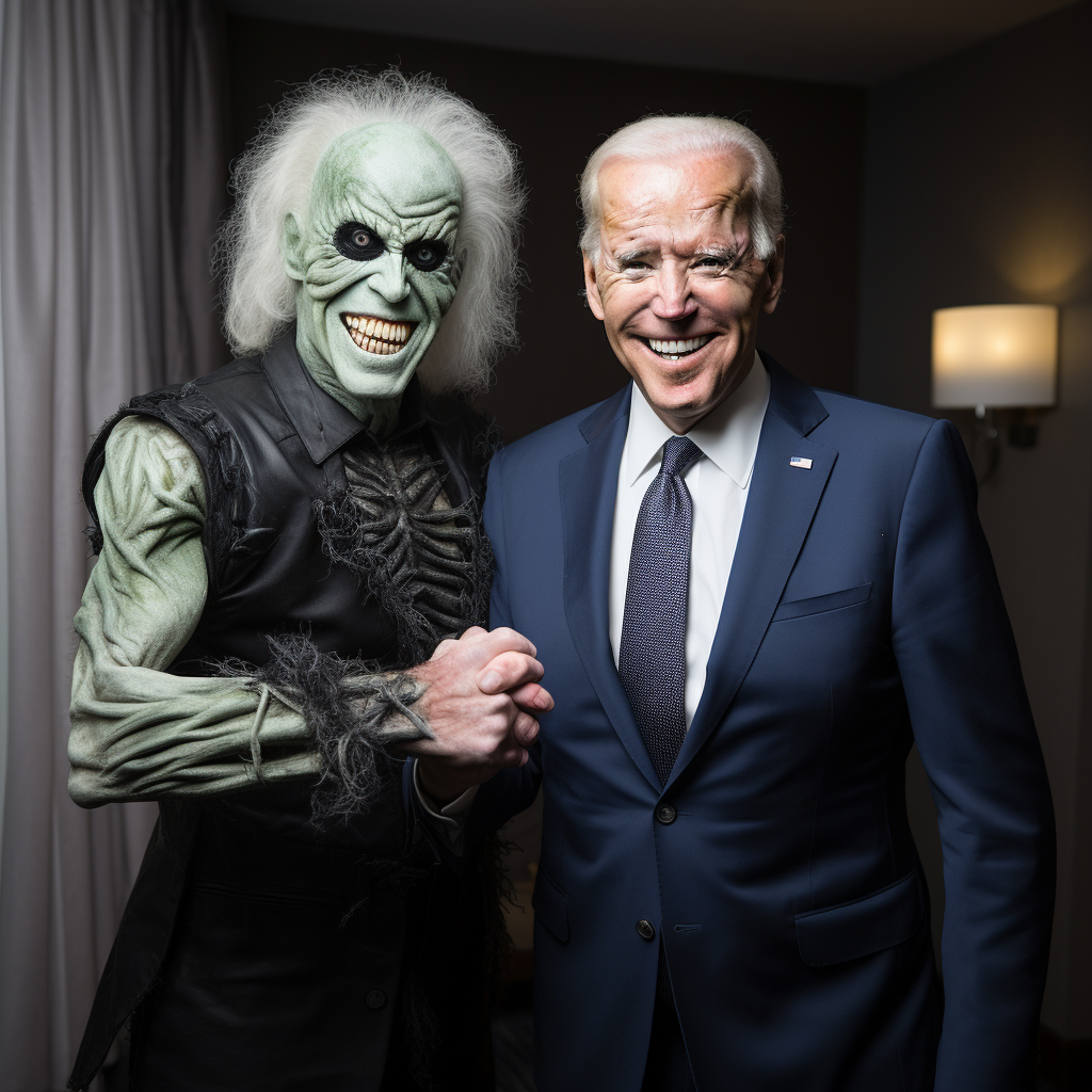 Joe Biden dressed as Doyle Frankenstein