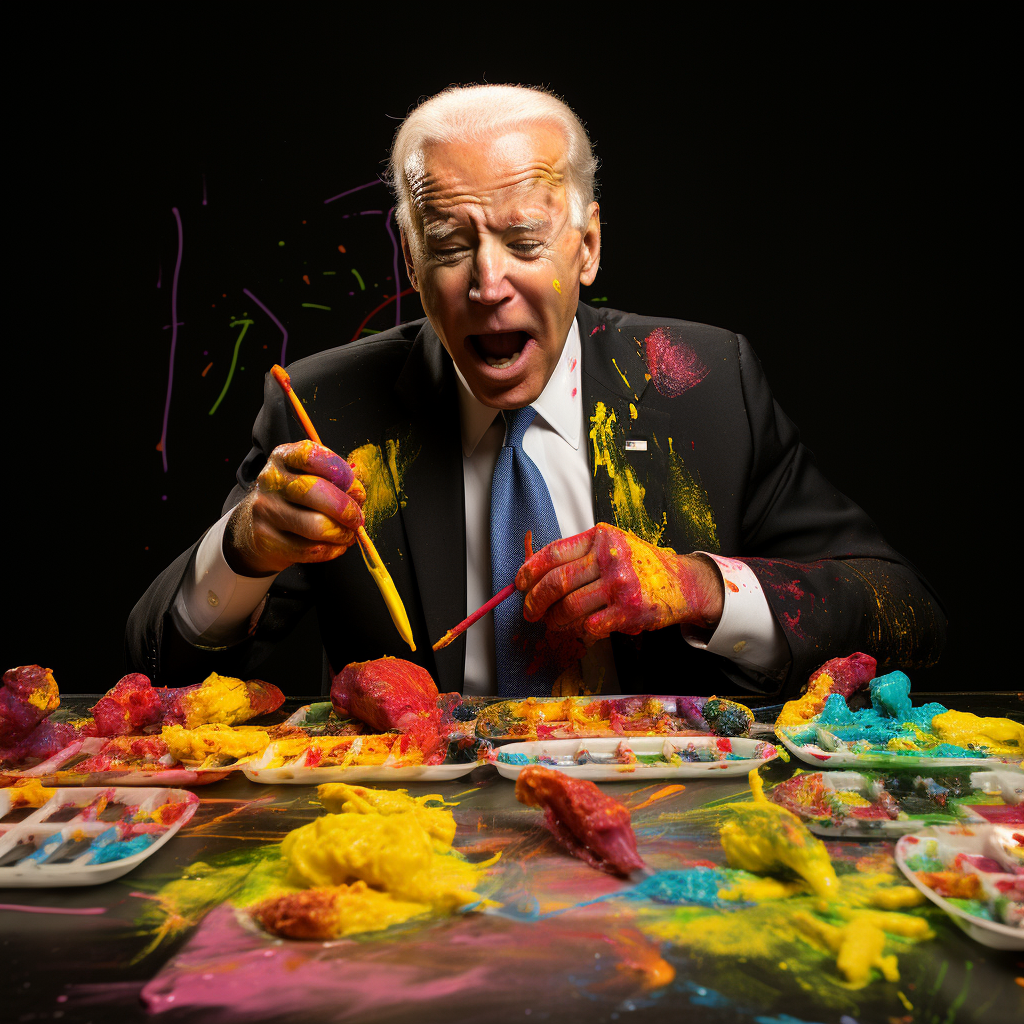 Joe Biden enjoying colorful crayons