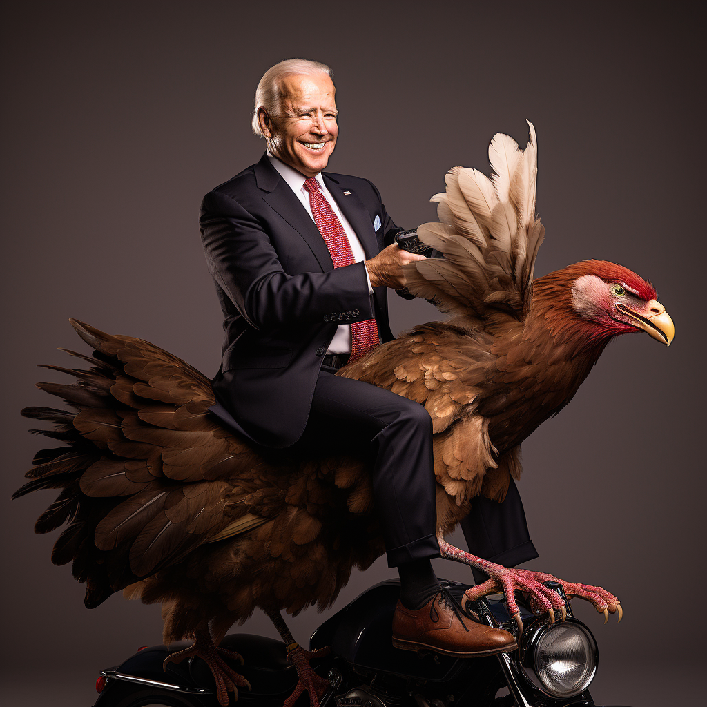 Joe Biden on a Giant Turkey