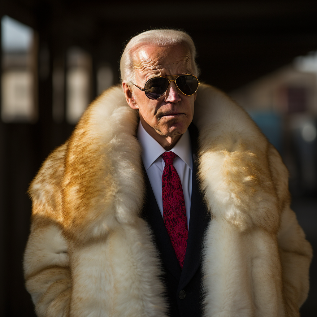 Joe Biden in Pimp Hat and Fur Coat