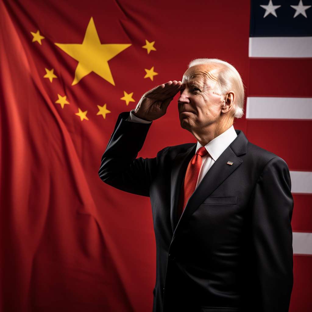 Joe Biden saluting Chinese Flag