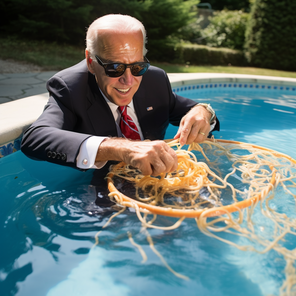 Joe Biden indulges in poolside spaghetti feast