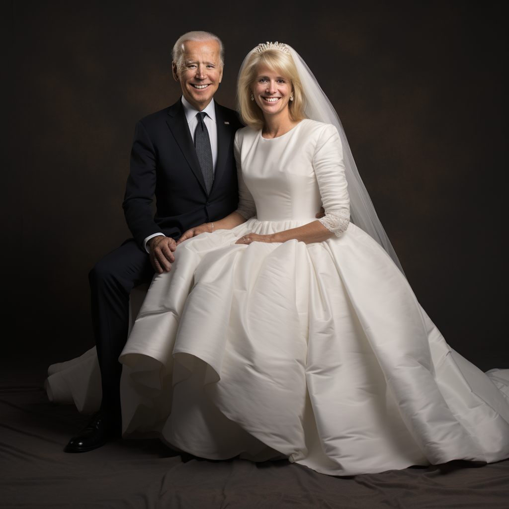 Joe Biden wearing a wedding gown