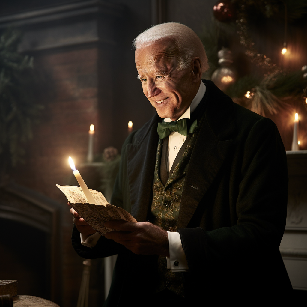 Joe Biden depicted as Mr. Scrooge