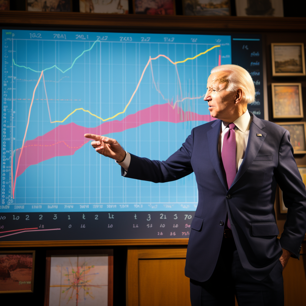 Joe Biden presenting charts on inflation