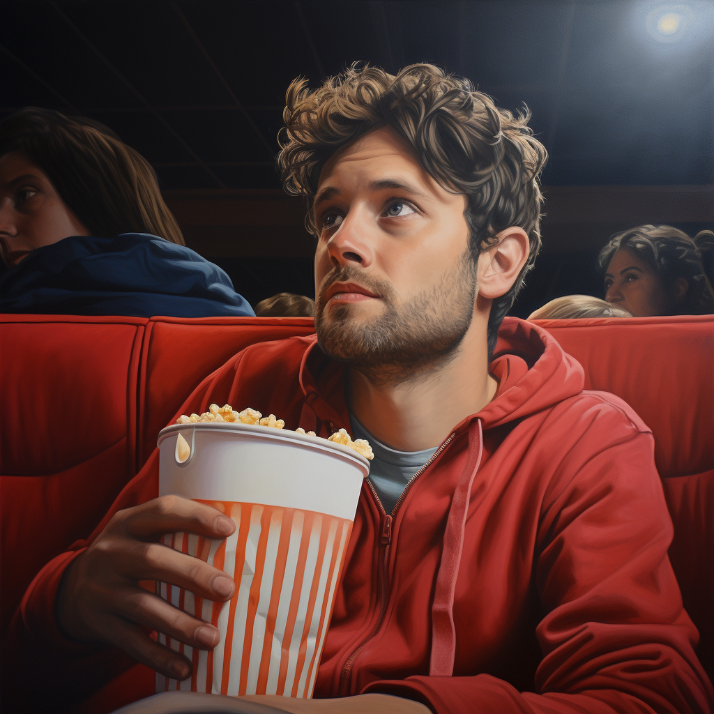 Joey Sturgis enjoying popcorn in movie theater