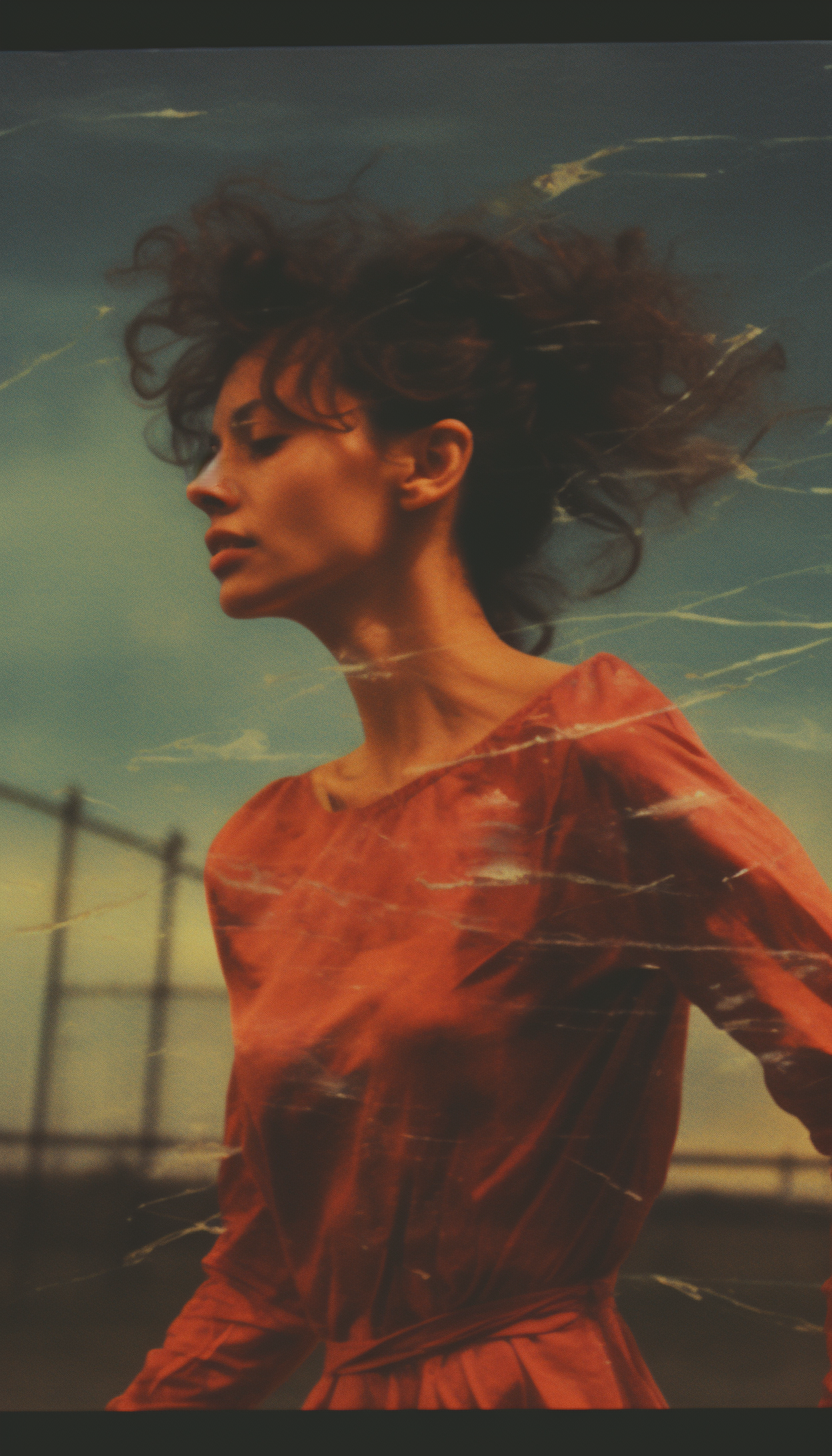 Disheveled woman jogging on running track