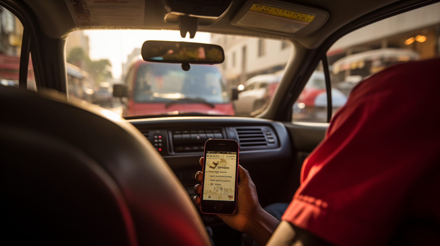 Passenger's View Inside Johannesburg Taxi