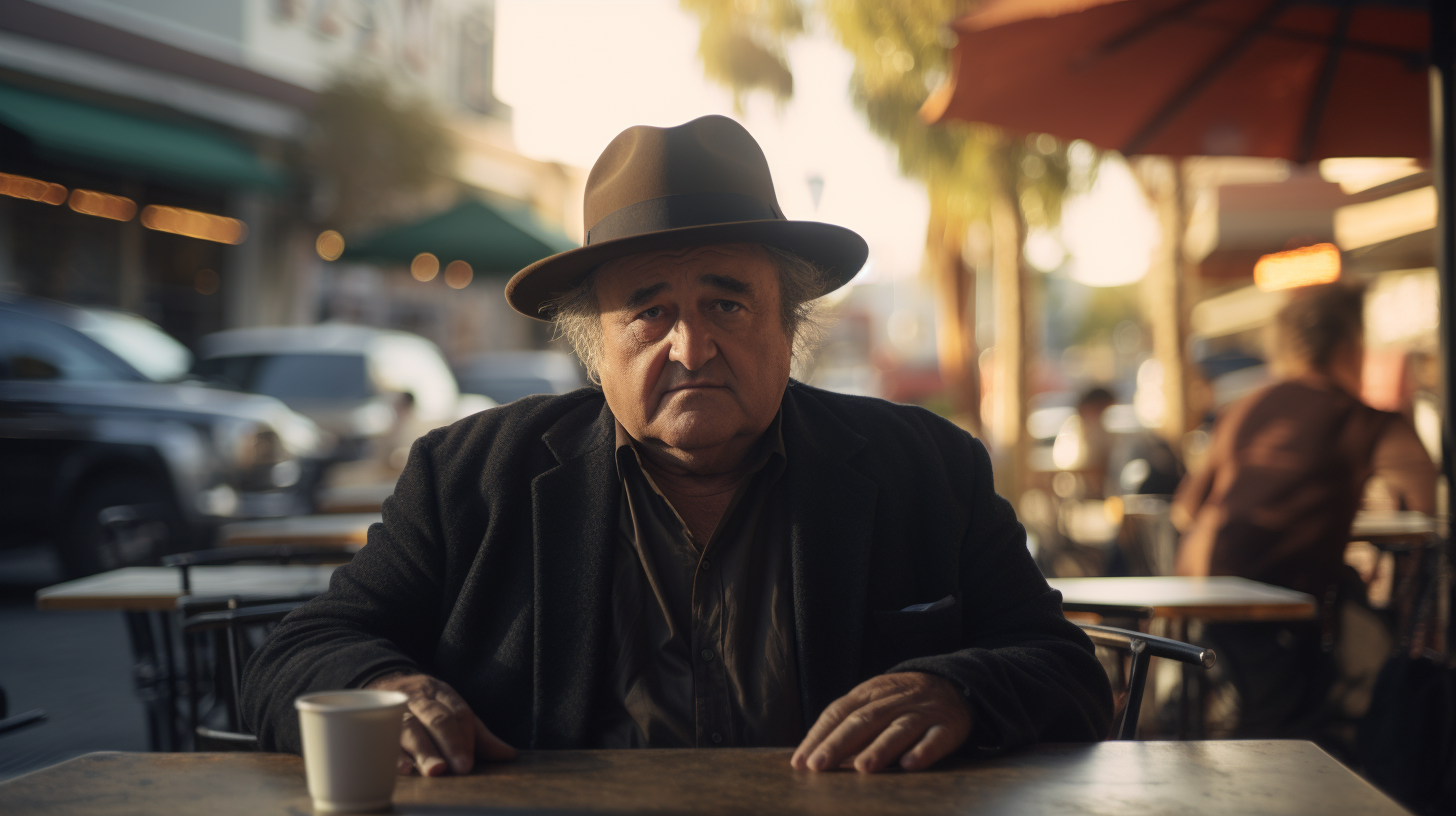 Cinematic still of John Belushi in West Hollywood