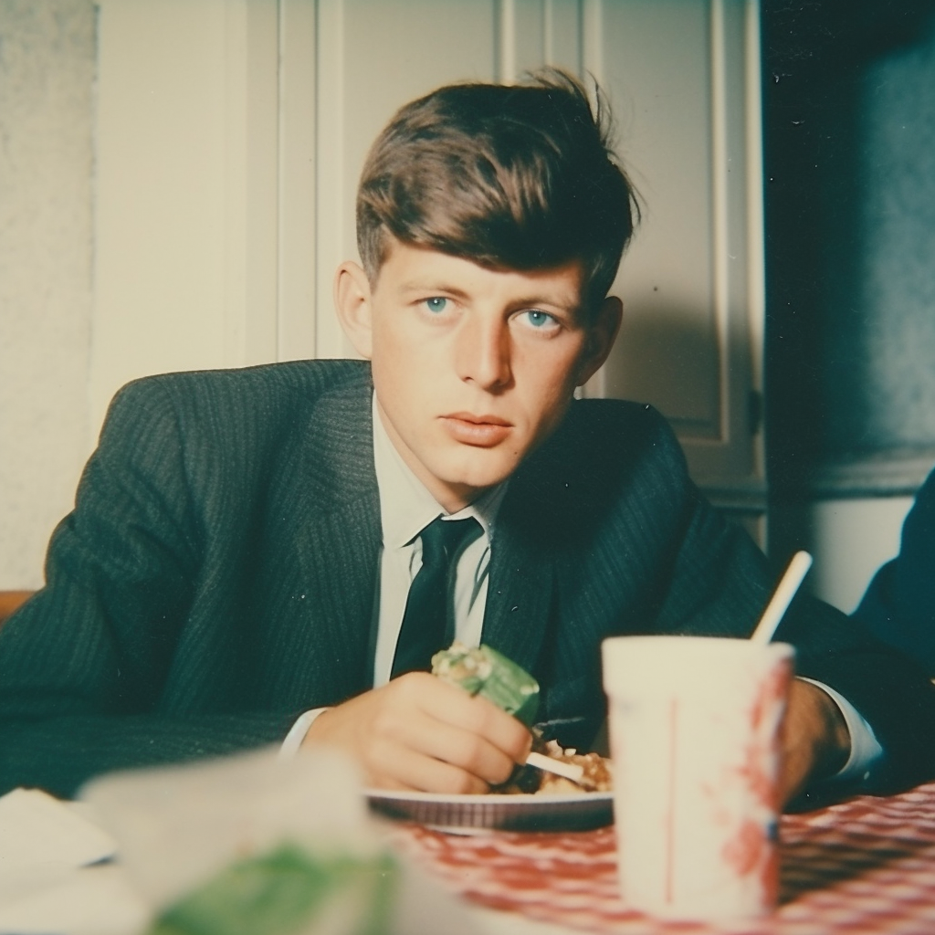 John Kennedy enjoying a strawberry