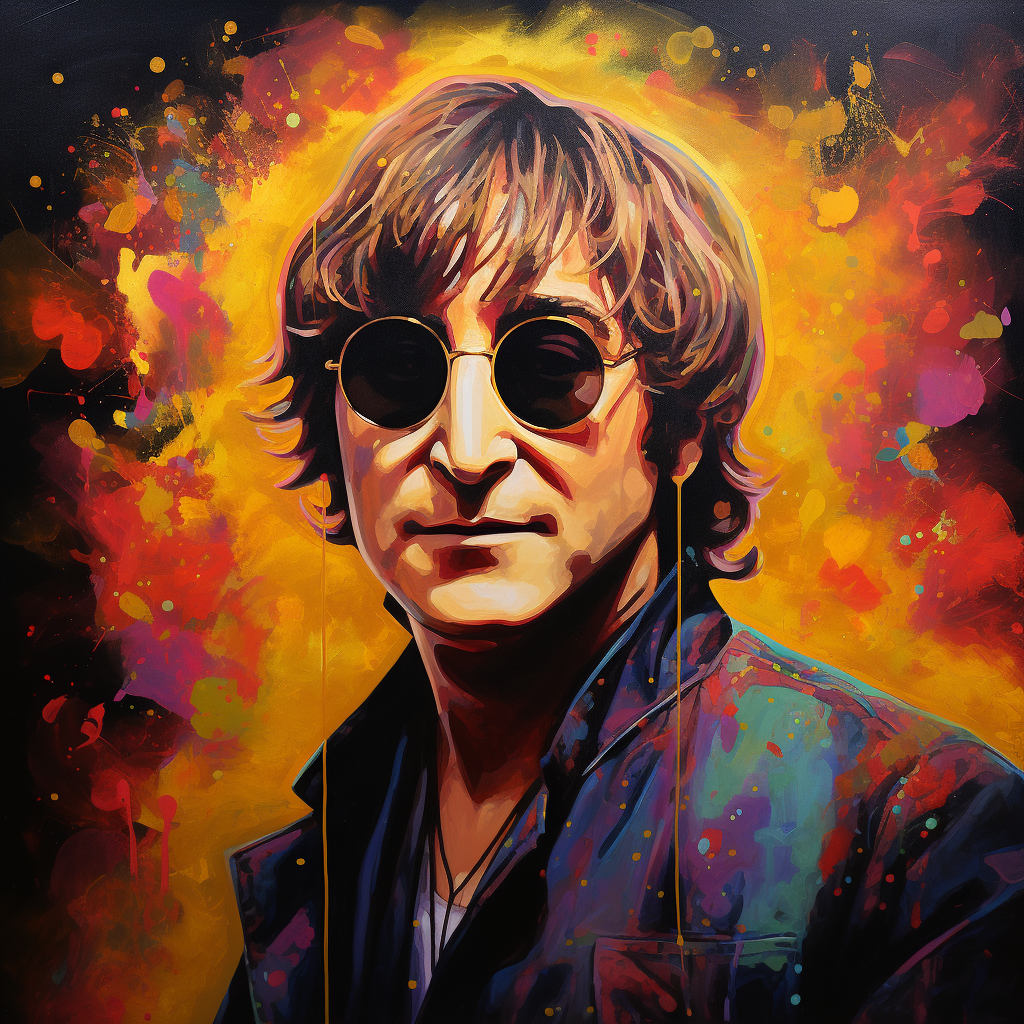 Vibrant image of John Lennon with artistic effects