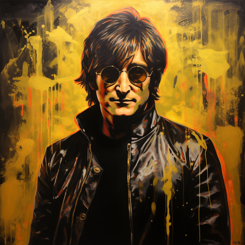 John Lennon with Textured Gold Leaf and Brush Strokes