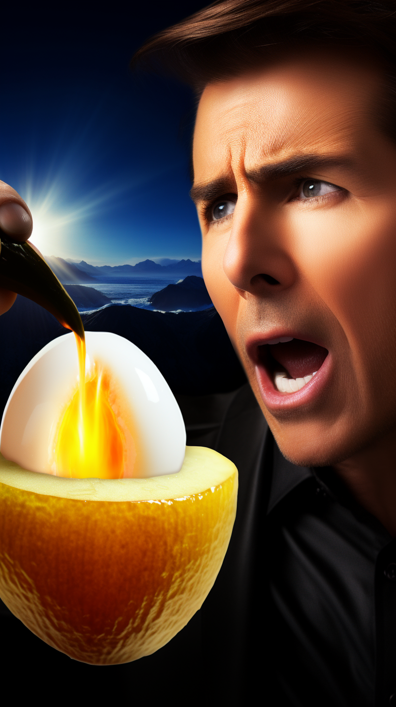 John Travolta and Tom Cruise enjoying a kiwi and eggs breakfast