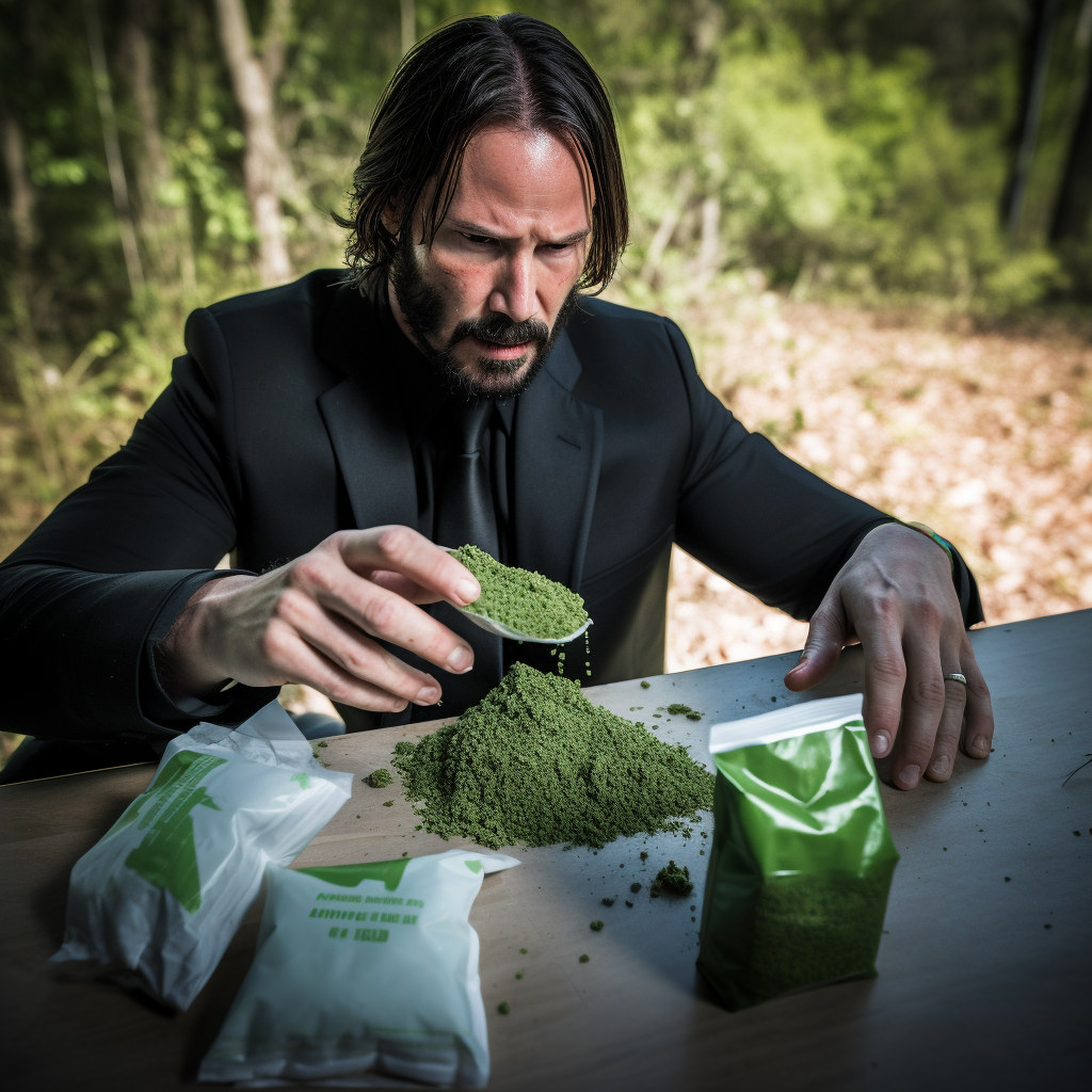 John Wick enjoying powdered kratom during combat