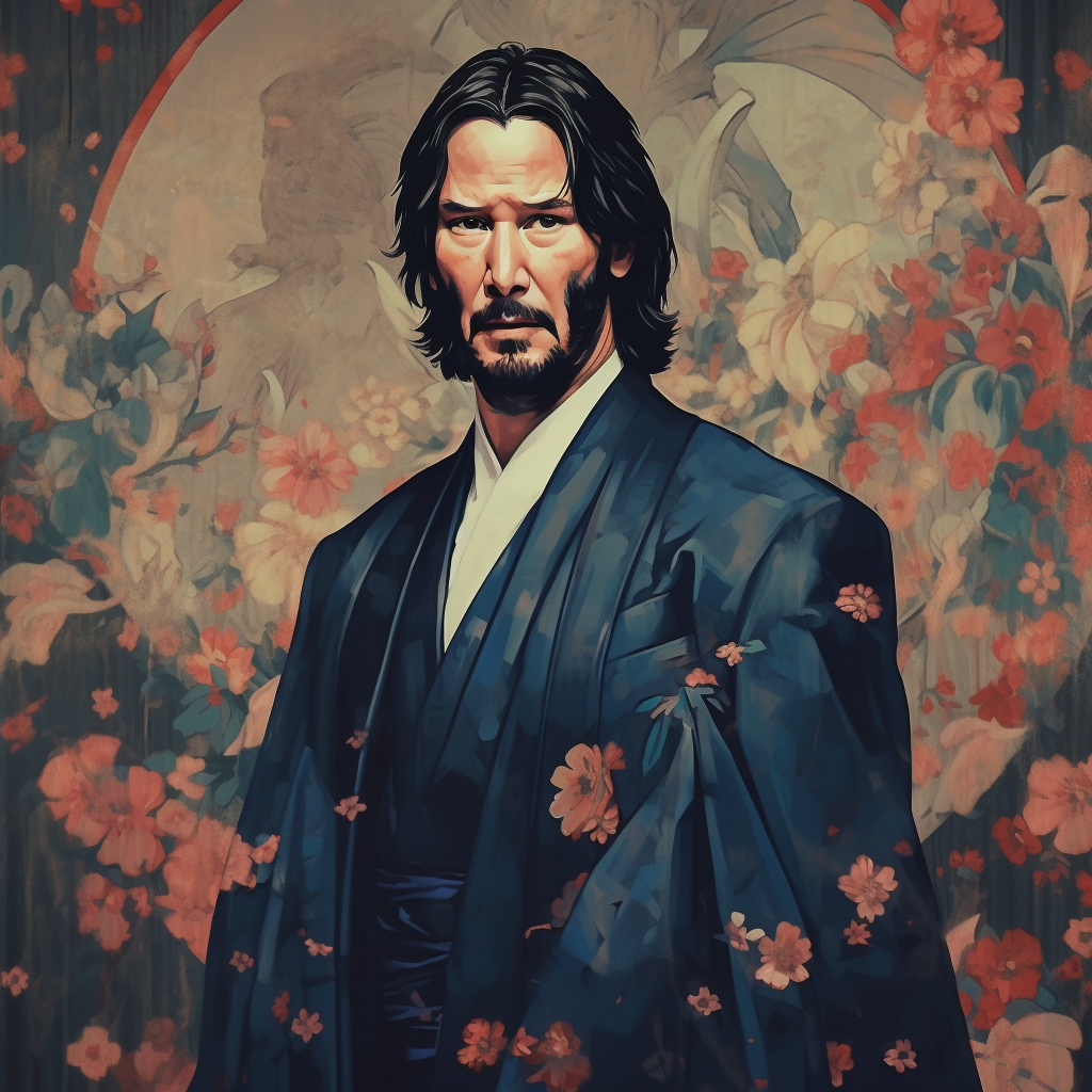 John Wick in Japanese art style