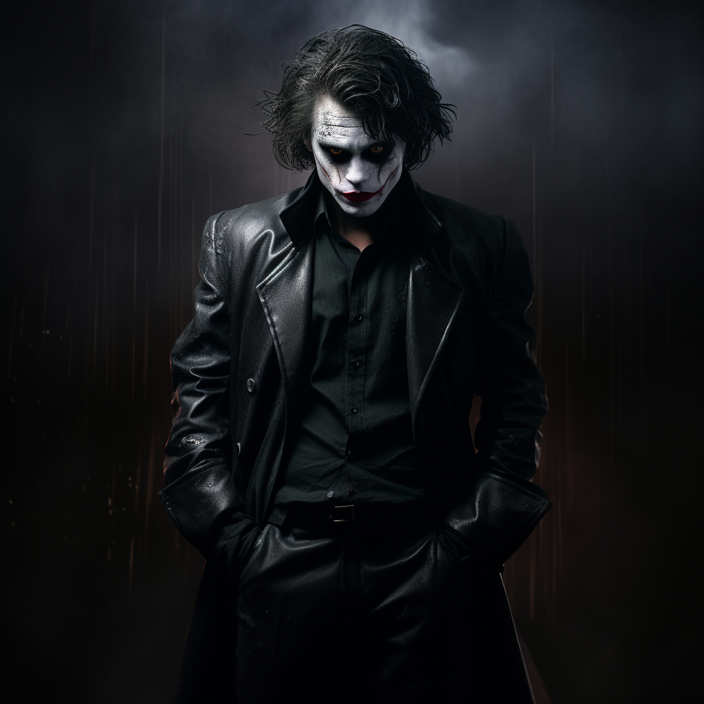 Joker character in black clothes