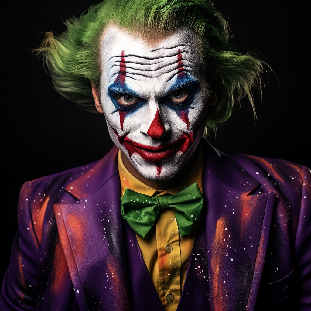 Joker face paint with a creepy smile