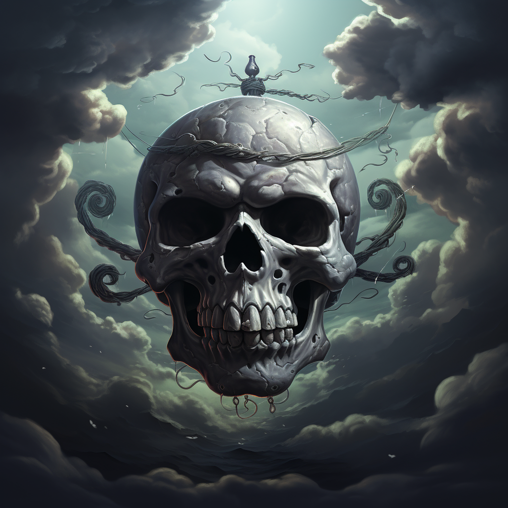 Jolly Roger stormy cloud skull