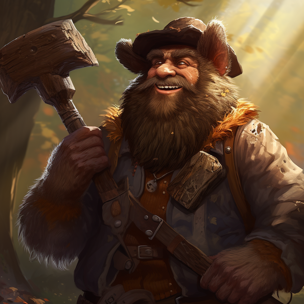 Jolly Woodsman Raccoon Skin Cap Axe