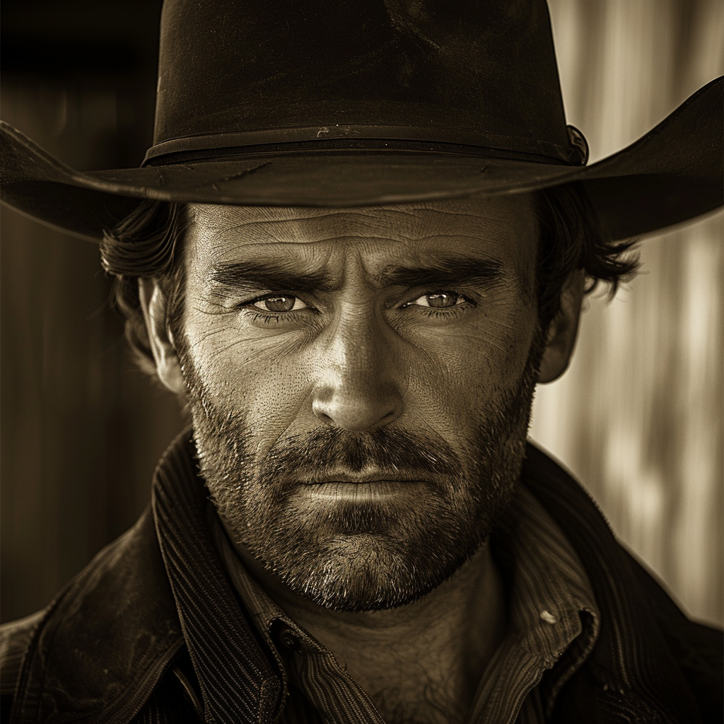 Jon Hamm Cowboy Sepia Portrait