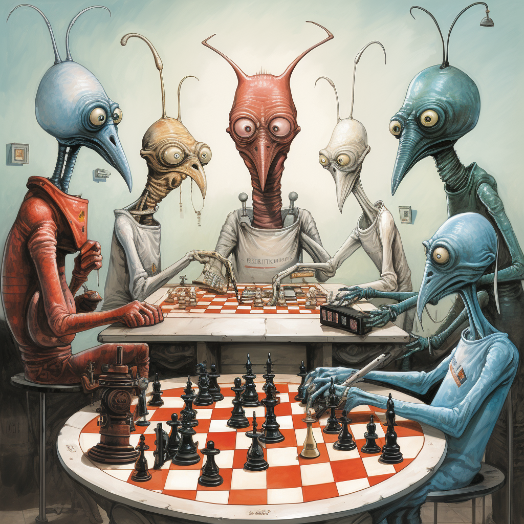 Aliens playing chess in space