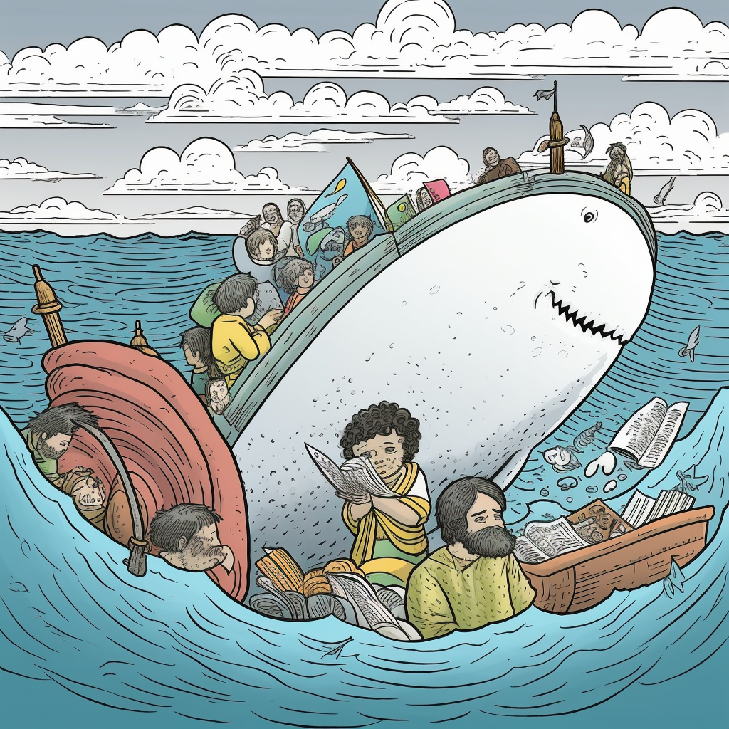 Coloring page of Jonah inside whale