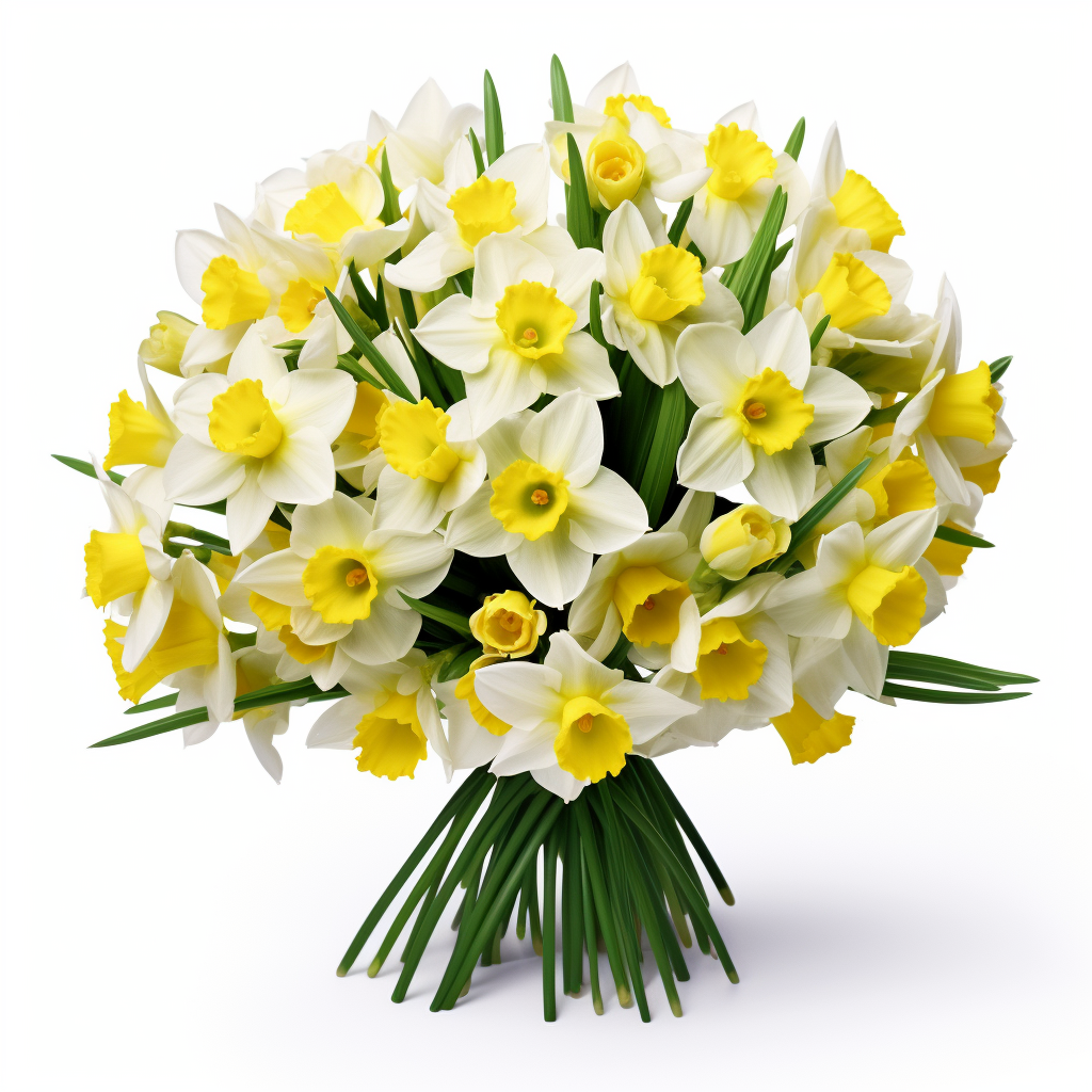 Jonquil bouquet on white background